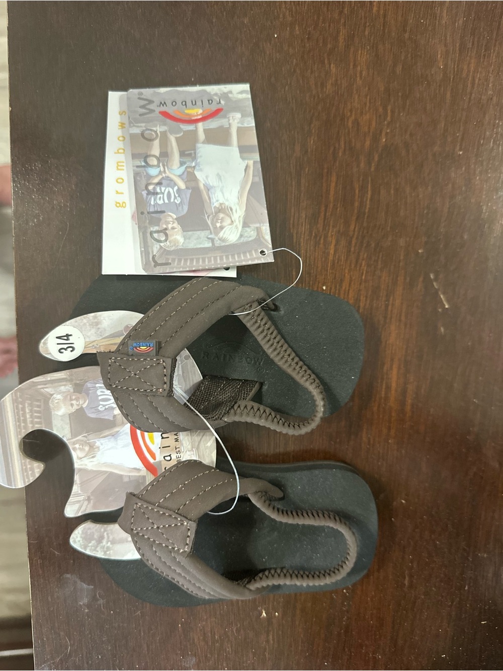 Rainbow Kids Brown Flip Flop Sandals - Padded Straps